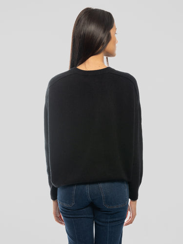 Maglia Girocollo Cropped Gaston in Cashmere Nero