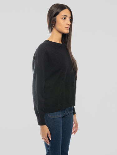 Maglia Girocollo Cropped Gaston in Cashmere Nero