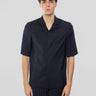 BARENA VENEZIA-Overshirt Atila con Maniche Corte in Fresco Lana Blu-TRYME Shop
