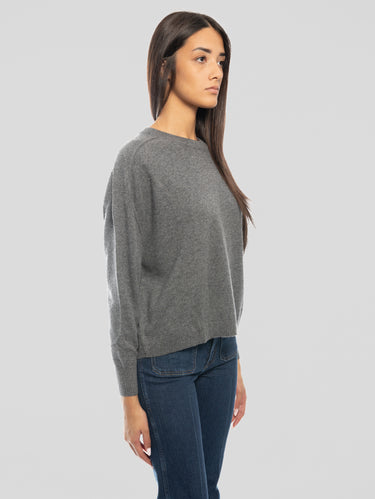 Maglia Girocollo Cropped Gaston in Cashmere Grigio