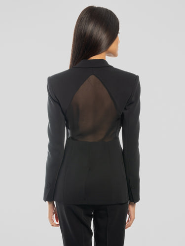 Giacca con Inserto in Georgette Nero