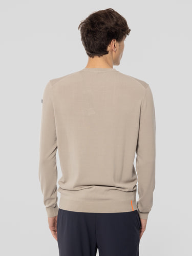 Pull col rond en fil stretch sable