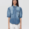 PINKO-Camicia in Denim con Maniche a Palloncino Blu-TRYME Shop