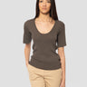 MAX MARA MM-Maglia a Costine in Viscosa Crepe Minosse Verde Scuro-TRYME Shop