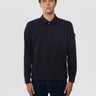 STONE ISLAND-Felpa con Collo Polo in Cotone Vanisé Inchiostro-TRYME Shop