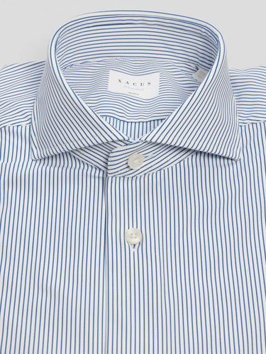 Hemd aus Jersey Active Shirt mit Streifen Weiß/Blau