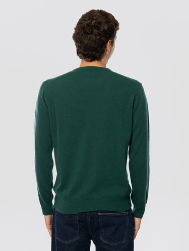 Pull col rond avec broderie 15/0 Battue Régulière Vert