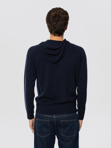 Sweat à capuche en laine bleu