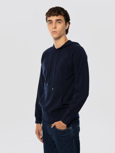Sweat à capuche en laine bleu