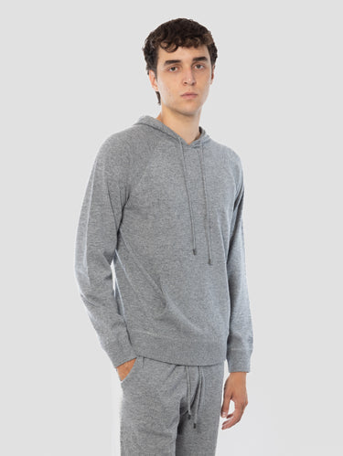 Sweat à capuche en laine gris