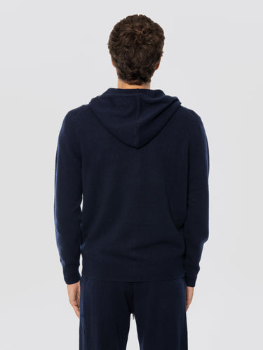 Wollen Hoodie met Rits Blauw