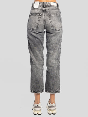 Jeans Jill met cropped pijp gemarmerd zwart