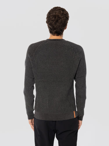 Crewneck Sweater in Ribbed Chenille Gray
