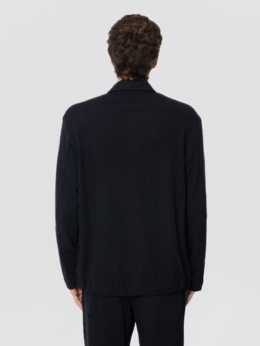 Surchemise en jersey de laine côtelé bleu begolo