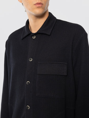 Surchemise en jersey de laine côtelé bleu begolo