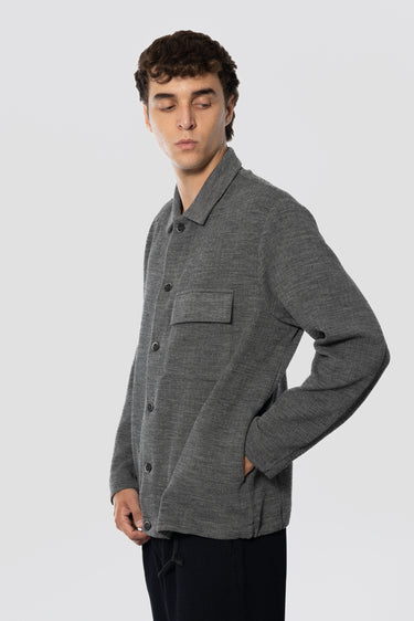 Surchemise en jersey de laine côtelé anthracite begolo