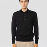 ALPHA STUDIO-Polo Quattro Bottoni in Lana Merinos Nero-TRYME Shop