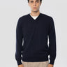 ALPHA STUDIO-Maglia con Scollo a V in Lana Blu Notte-TRYME Shop