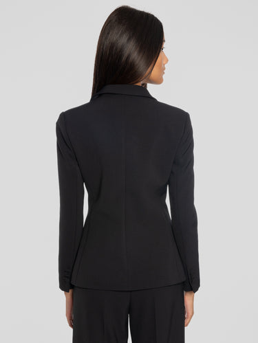 Einreihige Jacke aus Crêpe Schwarz