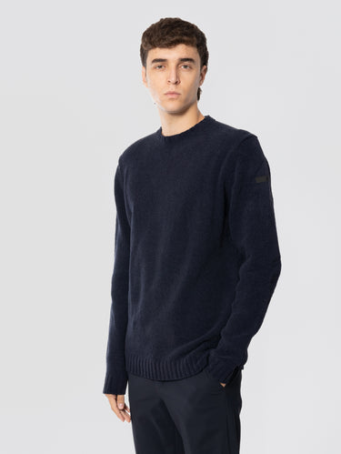 Blue Stretch Yarn Crewneck Sweater