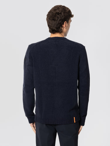 Blue Stretch Yarn Crewneck Sweater