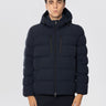 WOOLRICH-Piumino Corto in Nylon Stretch Opaco Blu-TRYME Shop