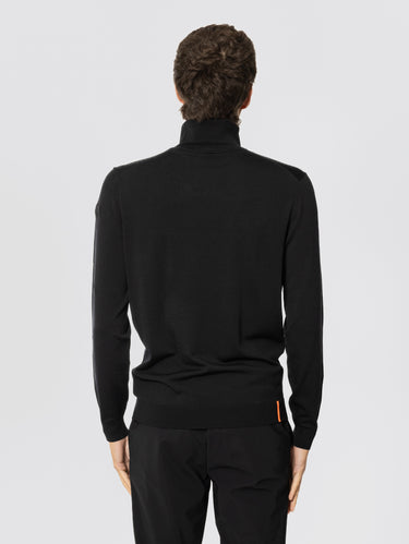 Stretch Yarn Turtleneck Sweater Black