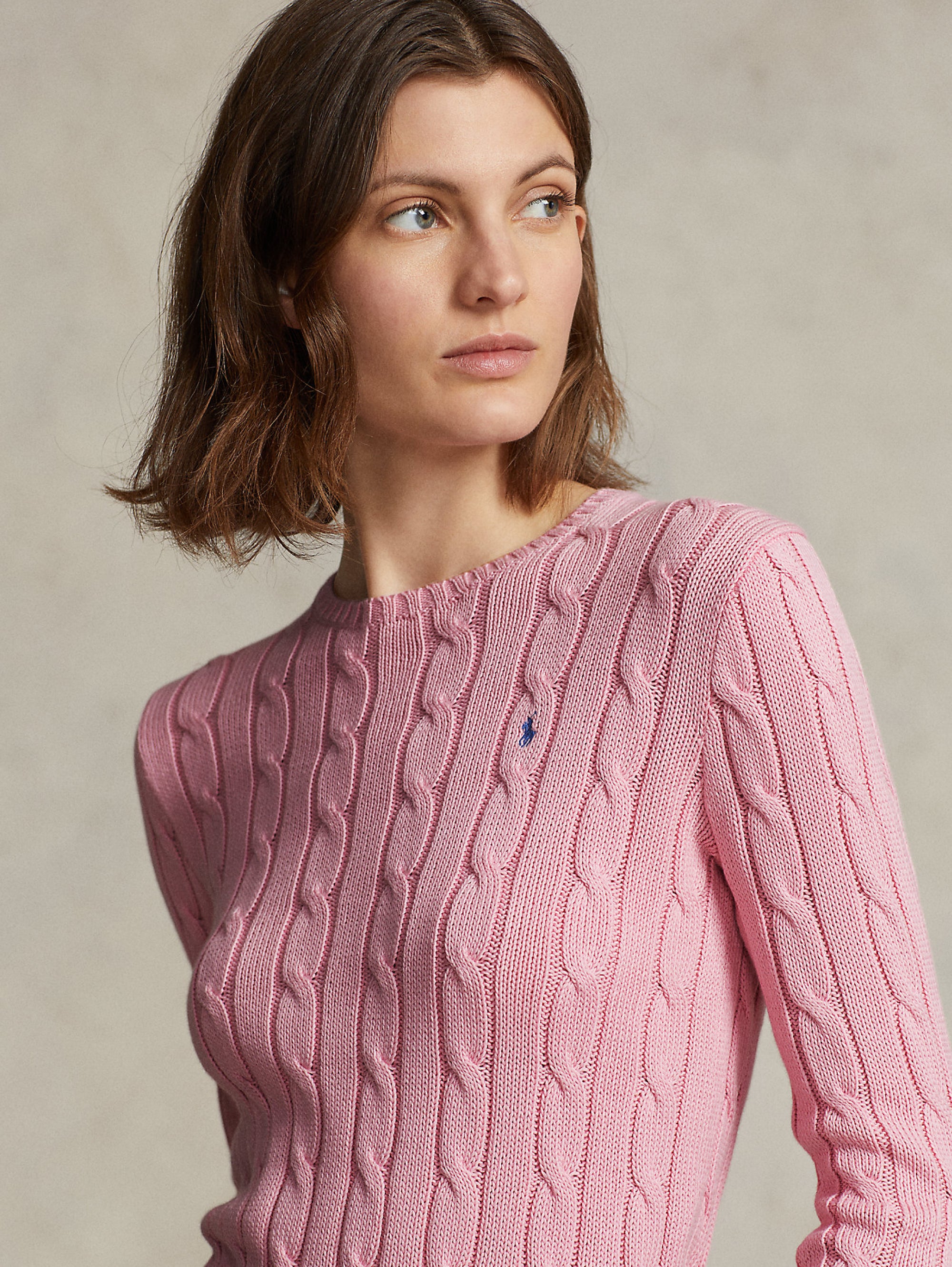 Pink cable knit sweater