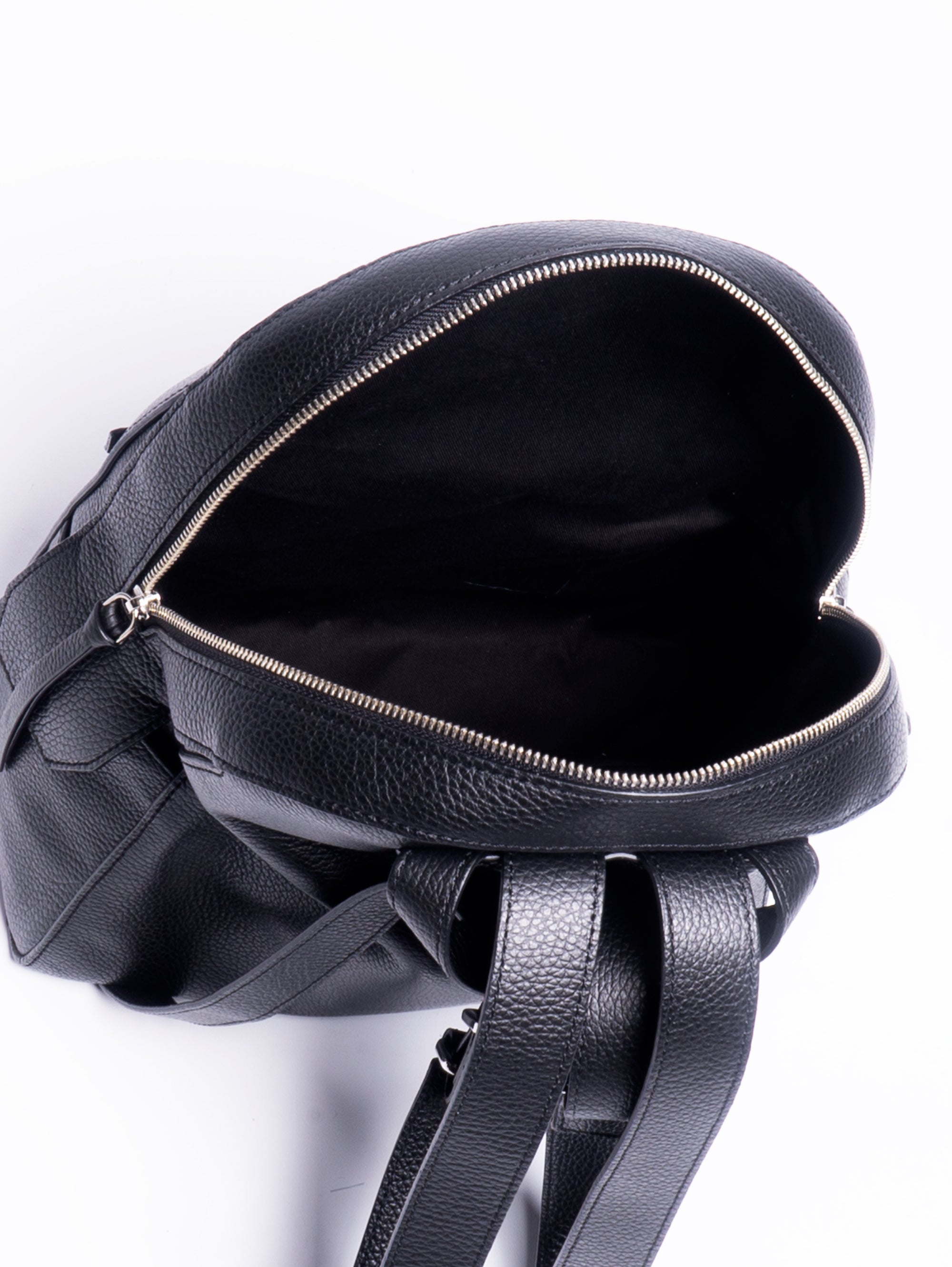 Schicker Rucksack aus schwarzem genarbtem Leder