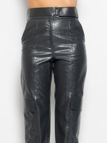 Cargo broek van imitatieleren grijs