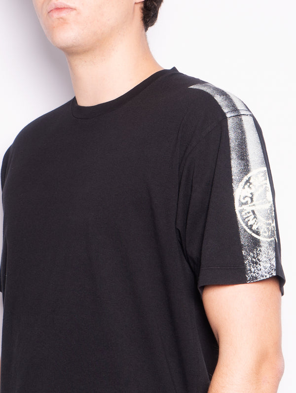 T-Shirt mit Stripe Two Print Schwarz