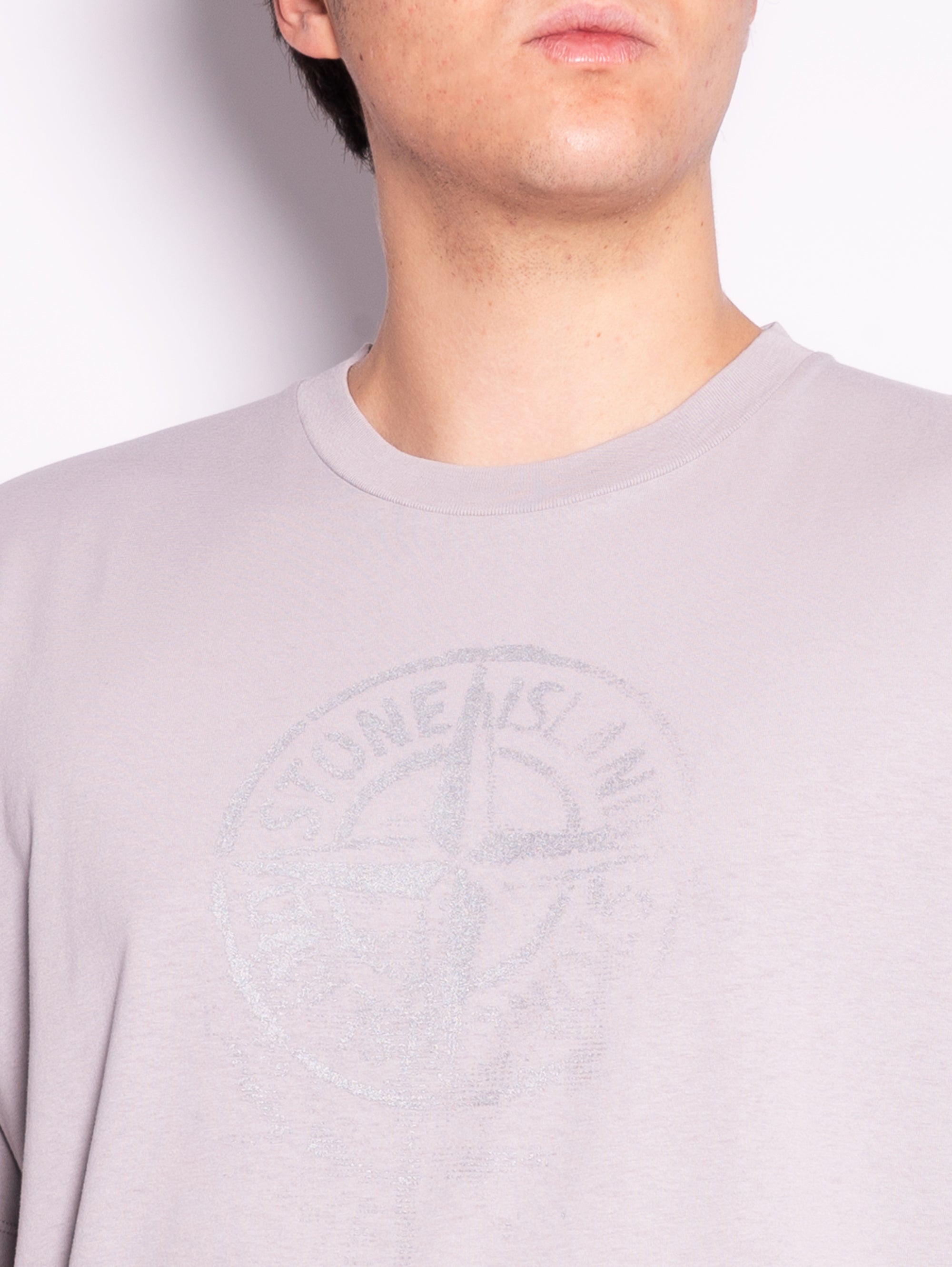 T-shirt Tinta in Capo con Logo Riflettente Grigio