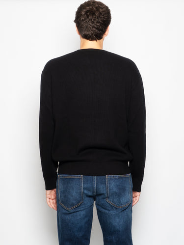 Maglia Girocollo a Coste Blu Navy