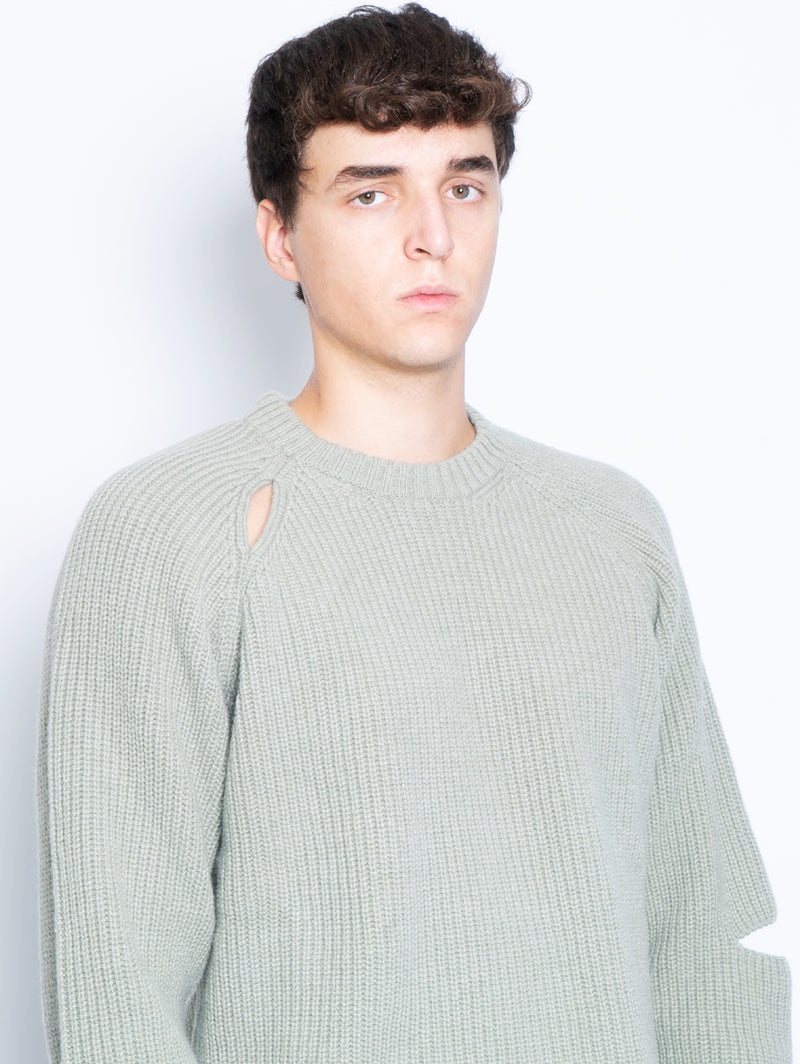 Maglia Girocollo Destroyed Verde Salvia