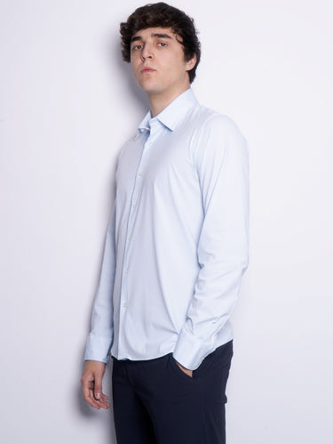 Chemise jacquard slim fit ciel