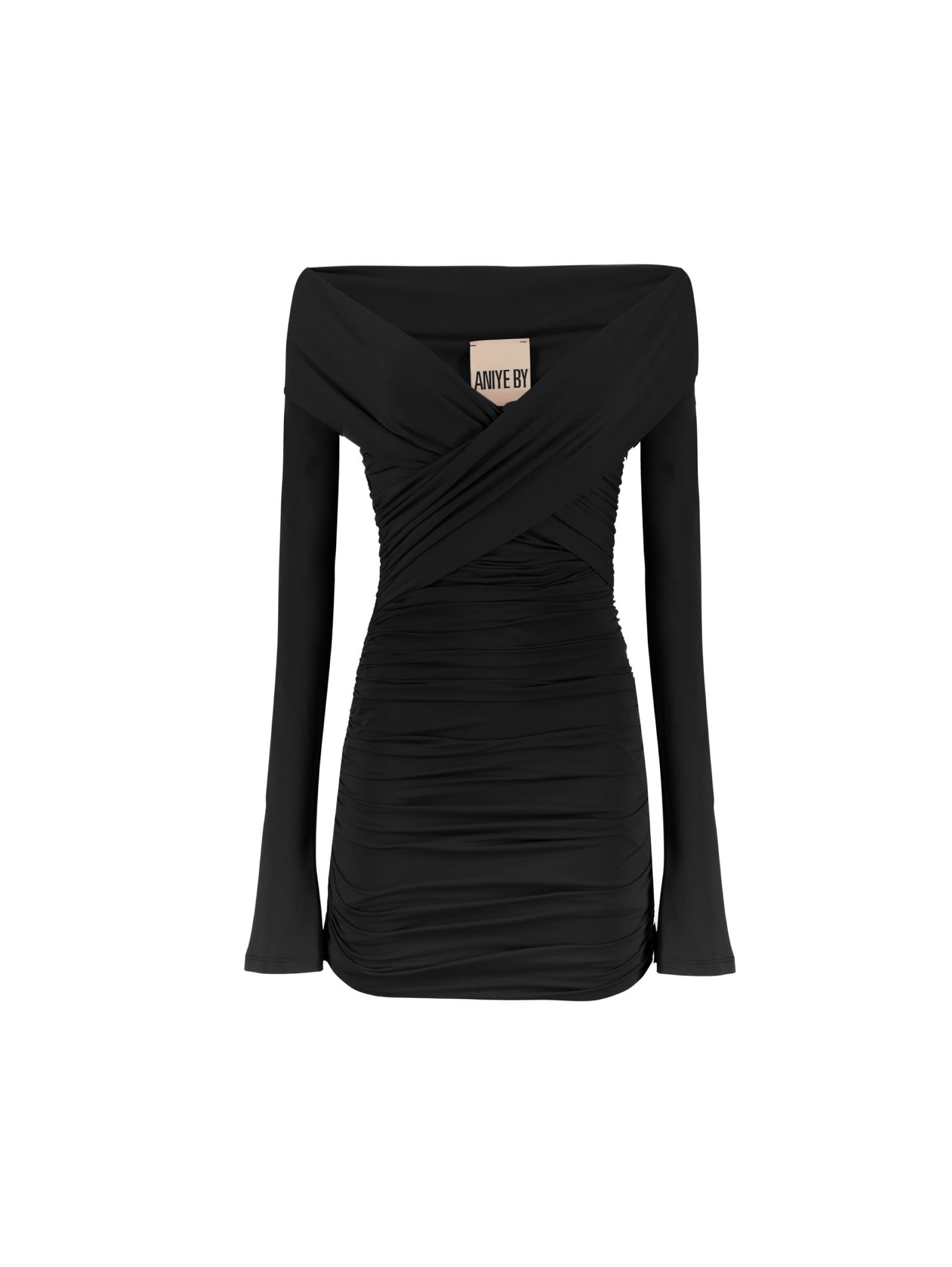 Black Pleated Dress with Long Sleeves
