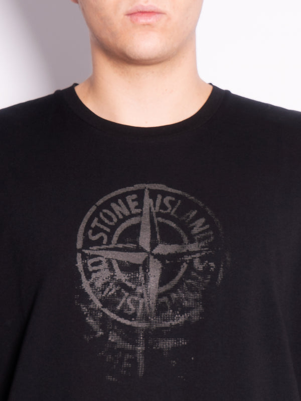 T-shirt Tinta in Capo con Logo Riflettente Nero