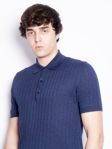 Geribbelde Polo Marco Blauw