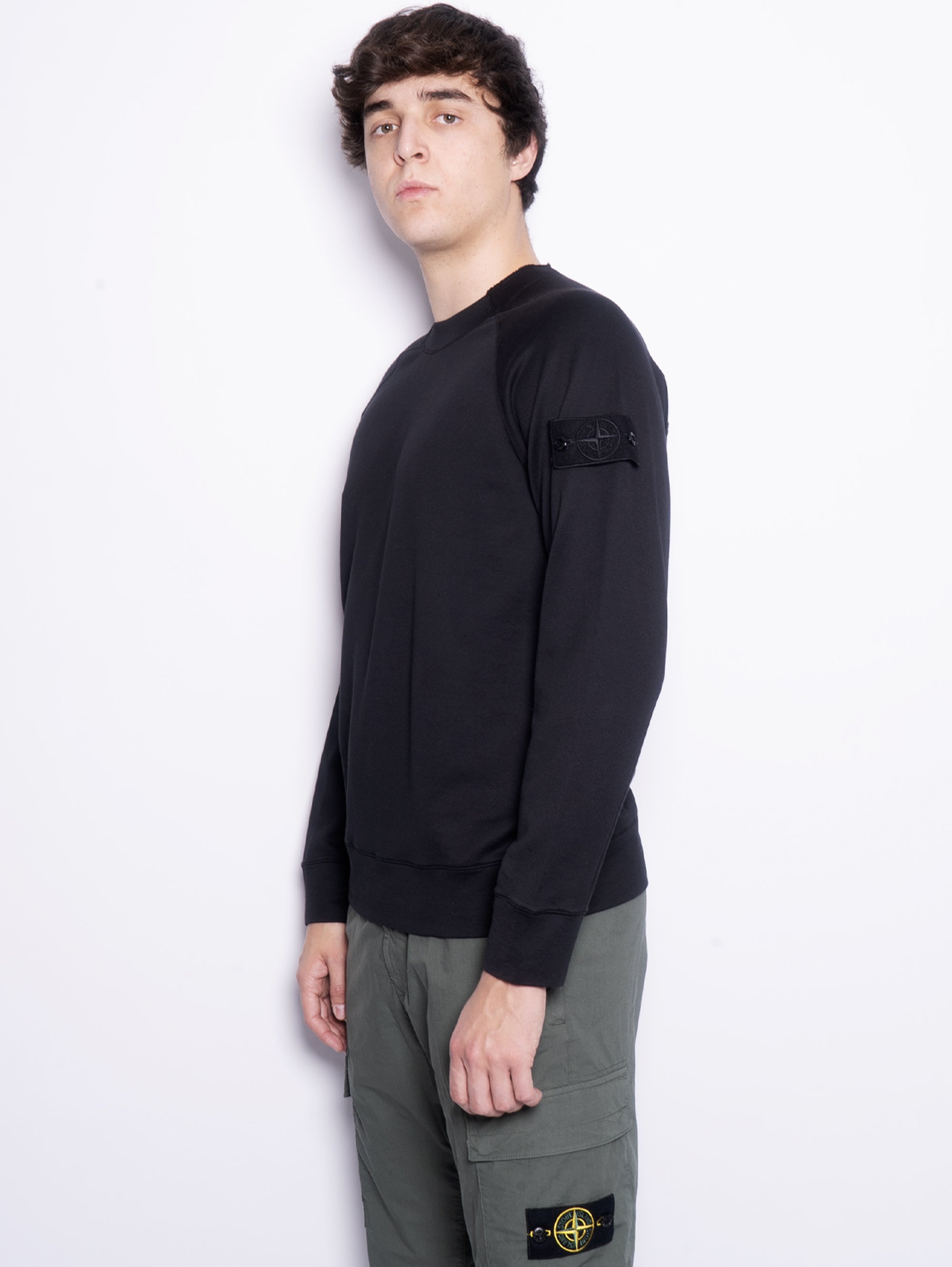 Ghost-Sweatshirt mit Rundhalsausschnitt, stückgefärbt in Schwarz
