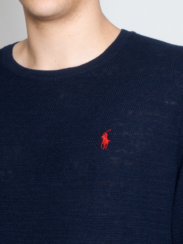 Pull en lin et coton bleu