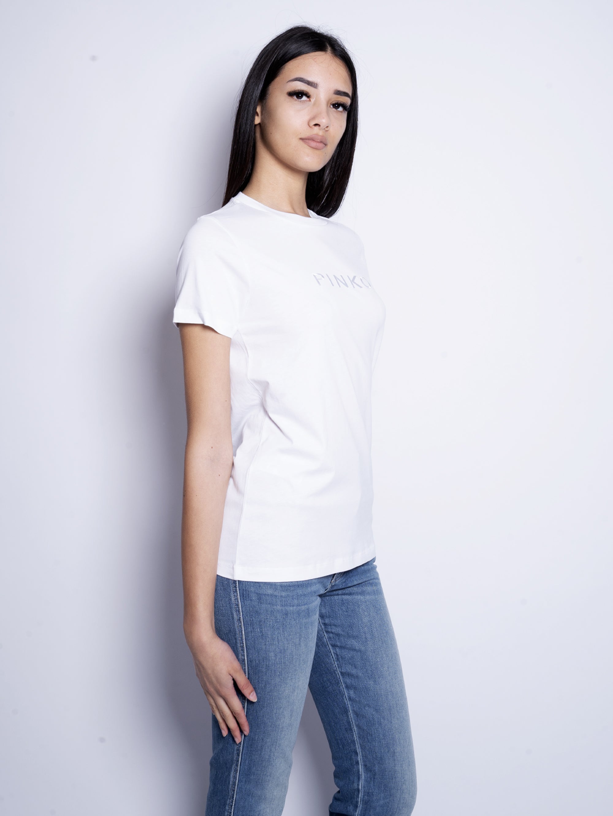 T-shirt with White Embroidered Logo