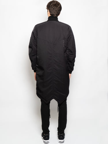Parka in Pelle e Nylon Imbottito Nero