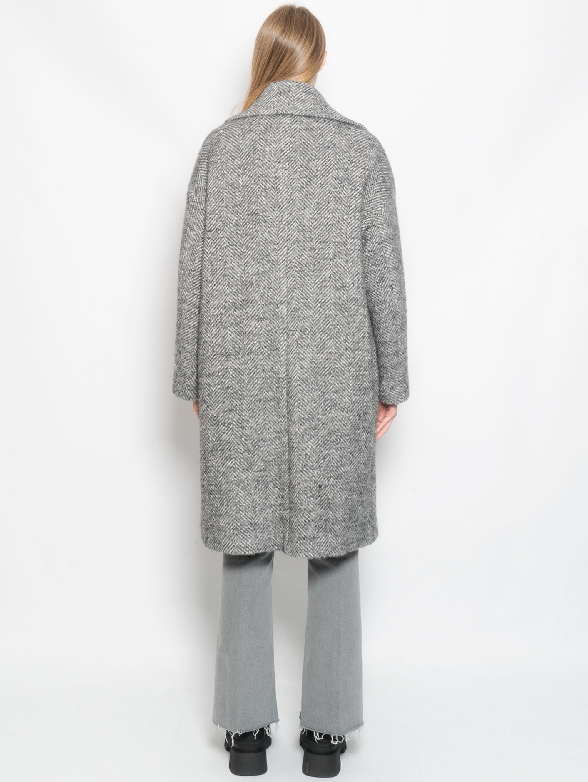 Long Gray Bouclè Coat