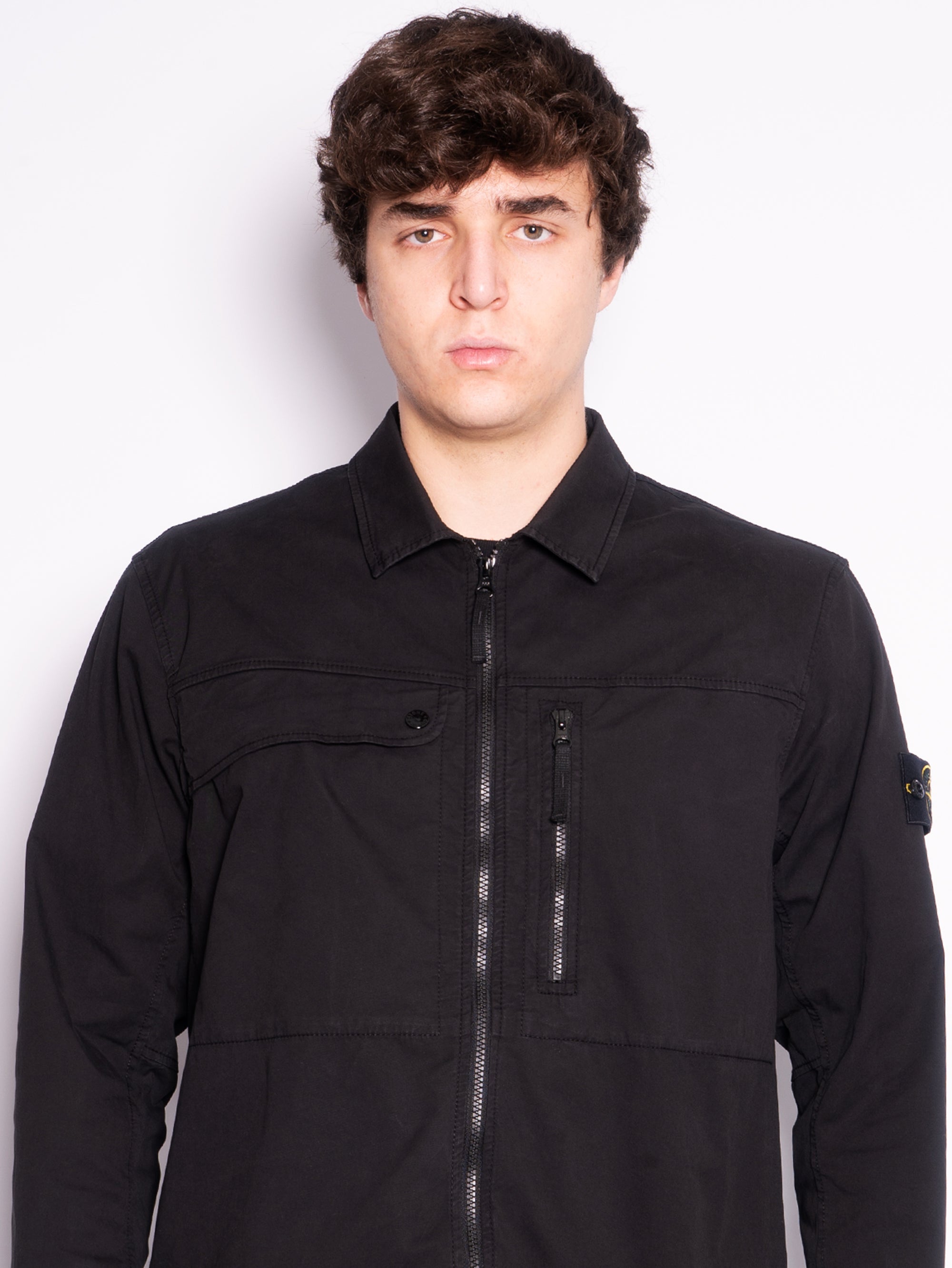 Black Supima Cotton Twill Overshirt