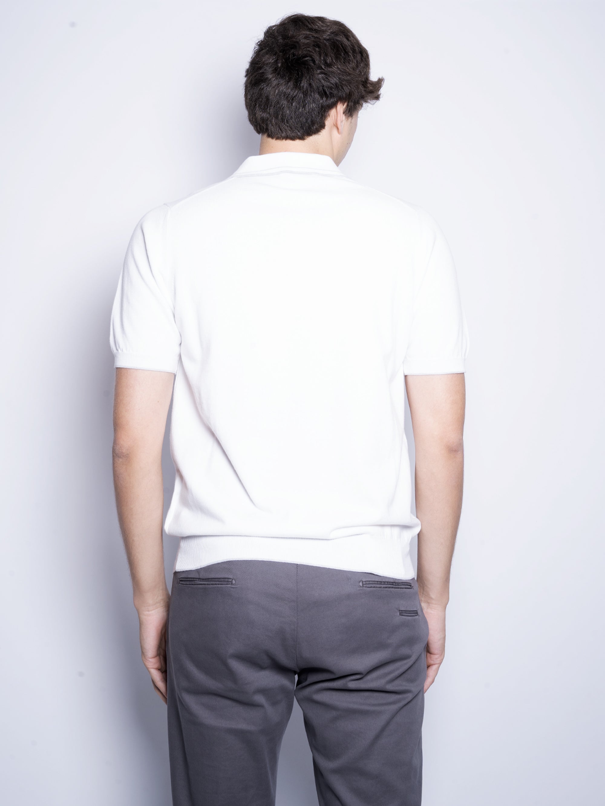 Polo shirt in white garment-dyed cotton