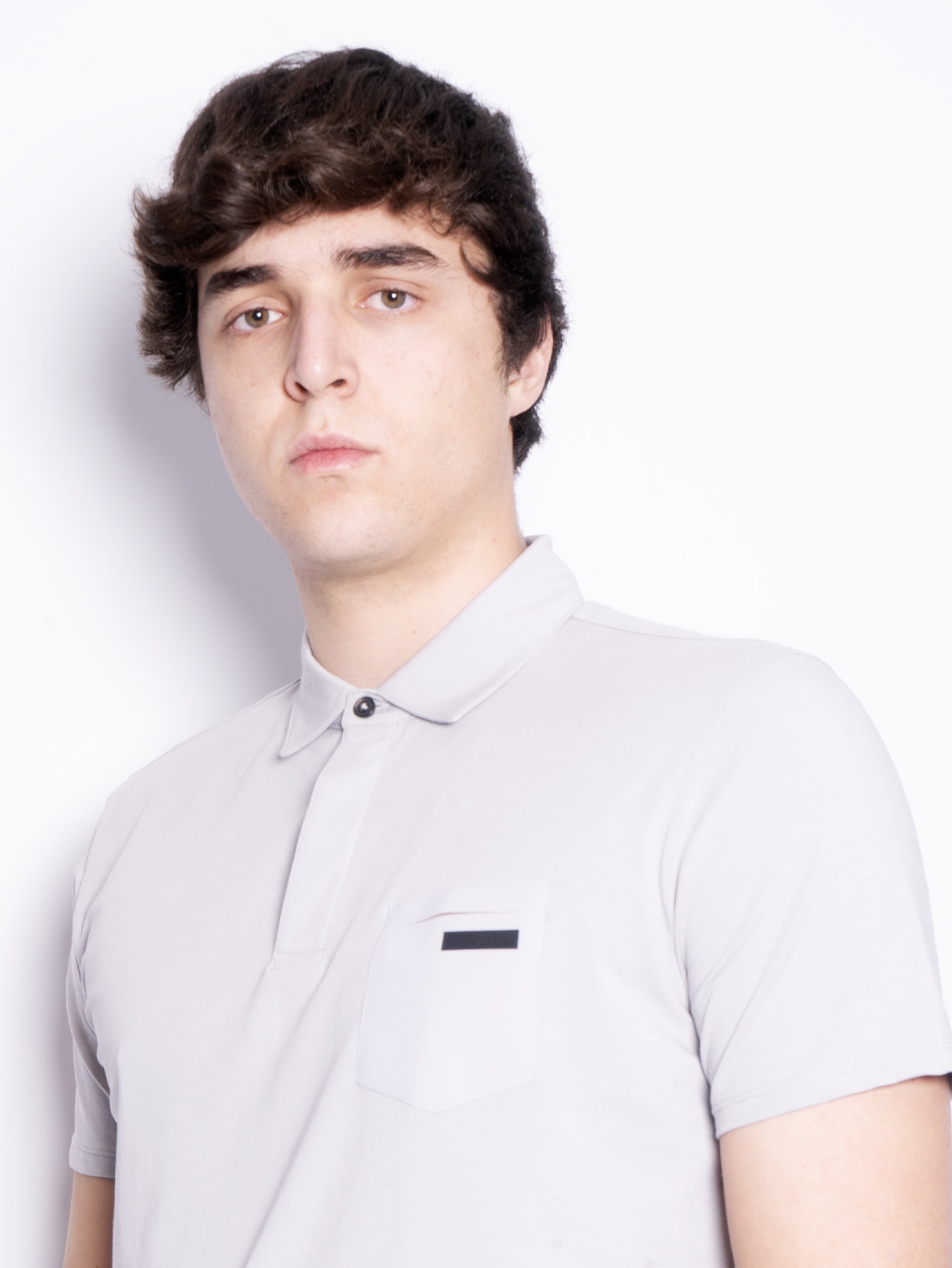 Polo shirt in gray technical fabric