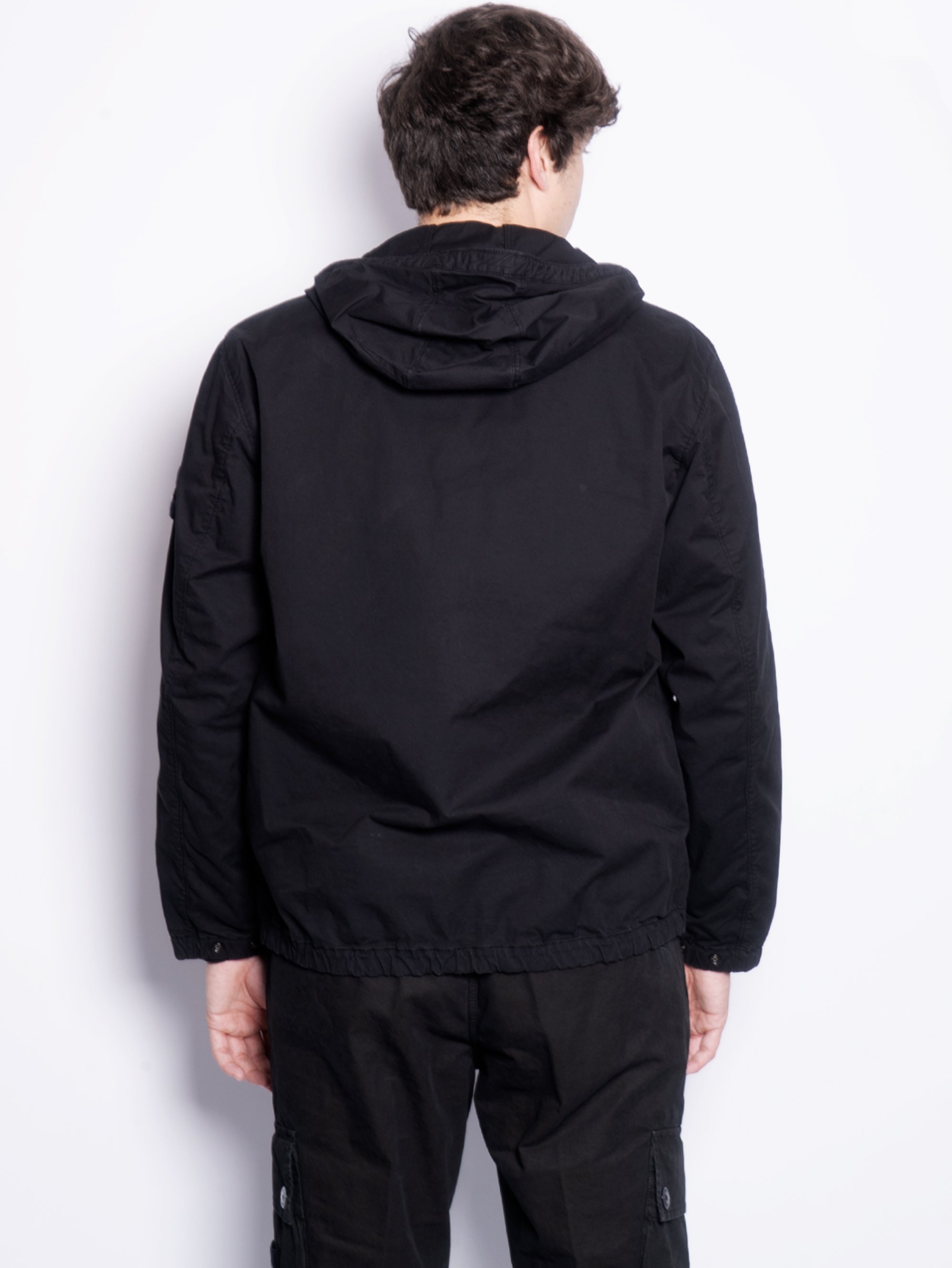 Jacket in Black Garment Dyed Supima Cotton Twill
