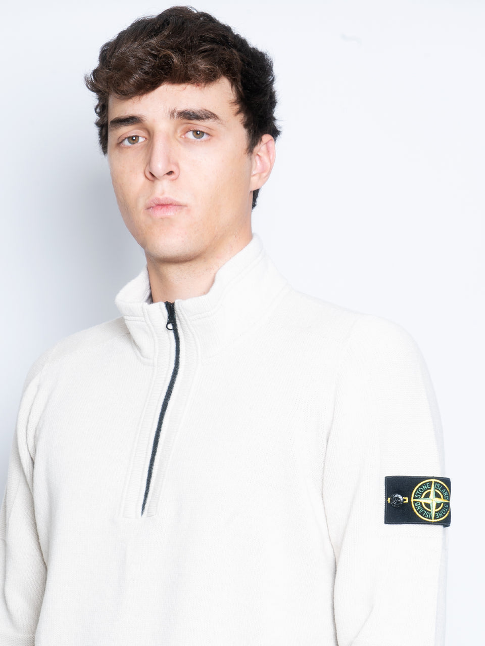 Stone Island Men's Maglia in Cotone Con Patch White