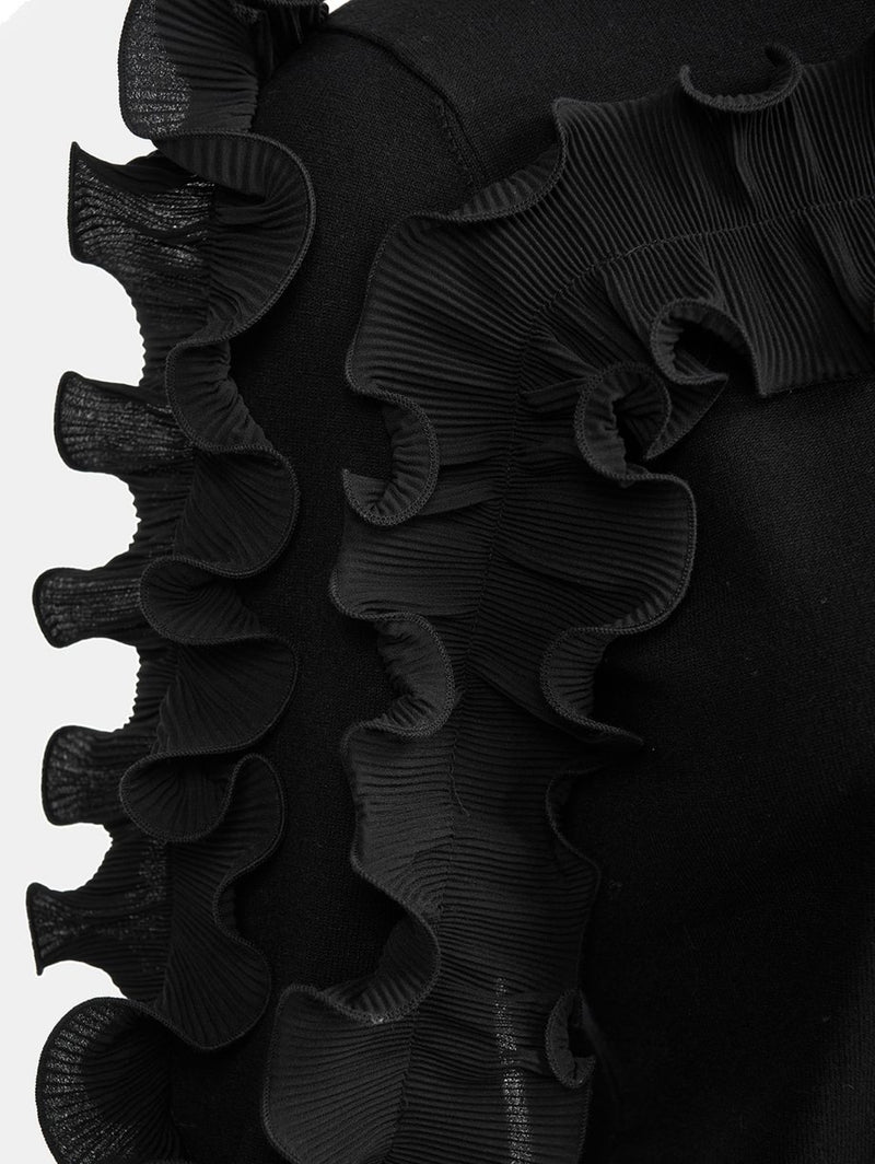 Maglia con Volant Plissé Nero