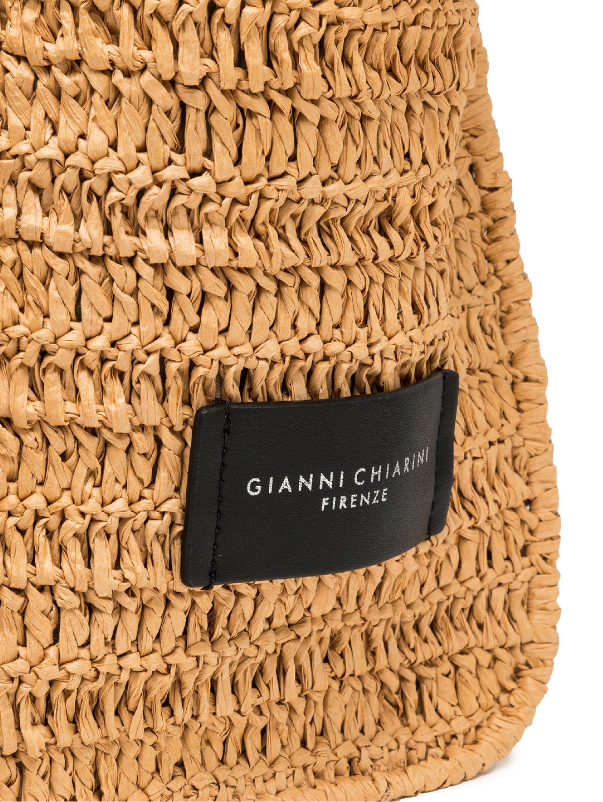 Straw Bag with Black Crochet Work